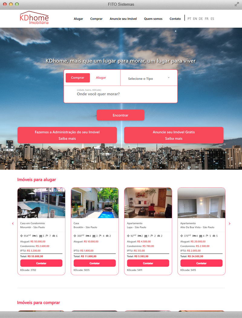 FITO Sistemas - Criação de sites para imobiliárias - KDhome Imobiliária