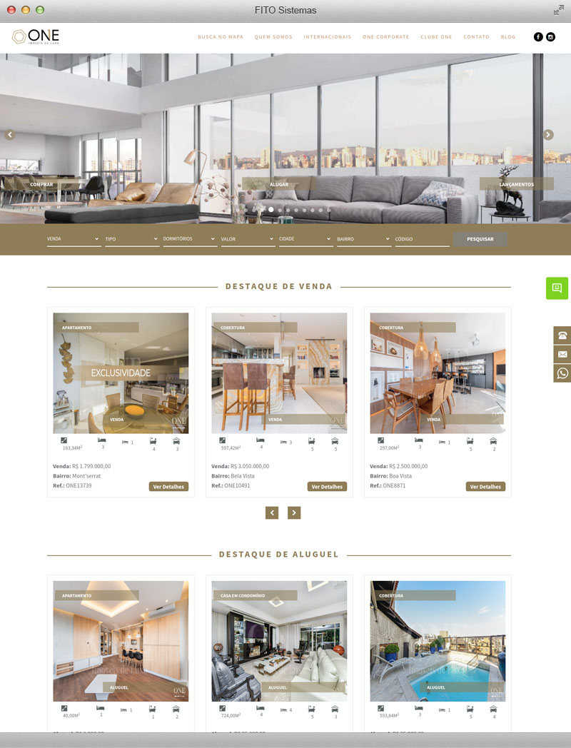 FITO Sistemas - Criação de sites para imobiliárias - ONE Imóveis de Luxo