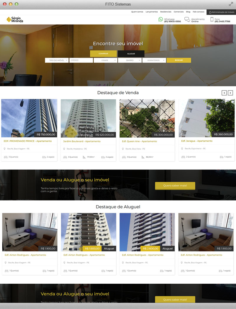 FITO Sistemas - Criação de sites para imobiliárias - Sérgio Miranda Negócios Imobiliários
